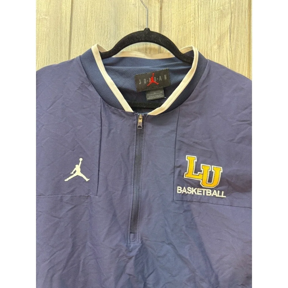 Jordan Mens XL Liberty University LU Basketball Quarter Zip Windbreaker Navy